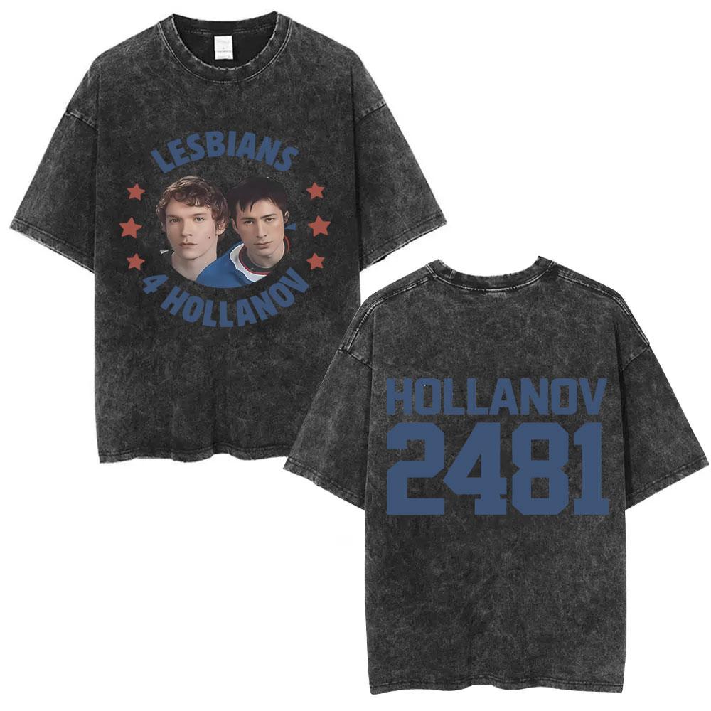 

Heated Rivalry Shane Hollander Ilya Rozanov Hollanov Washed Tshirt Men Women Fashion Tshirt Male Oversized Crewneck Tees S