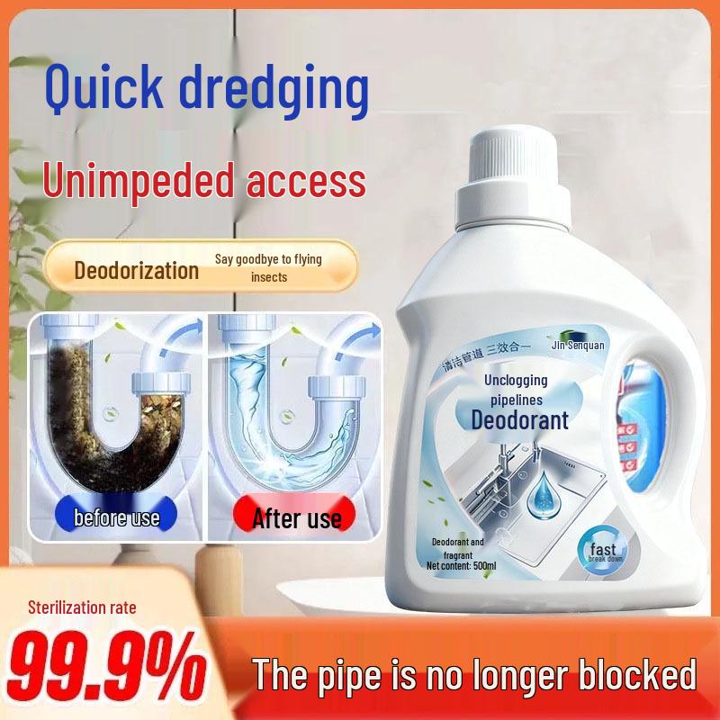 Powerful Liquid Pipe Dredger: Unclogs Toilets, Sewer Lines, and Dissolves Kitchen Grease with Deodorizing Effect