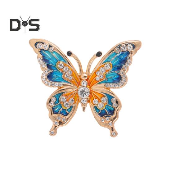 

Брошь из сплава в форме бабочек, капающие маслом, блестящие стразы, дизайн животных, брошь-булавка, одежда, волосы, шляпы, сумки, значок синий