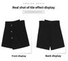 2024 Spring Women's Black High-Waist Irregular Wide-Leg A-Line Skirt Shorts