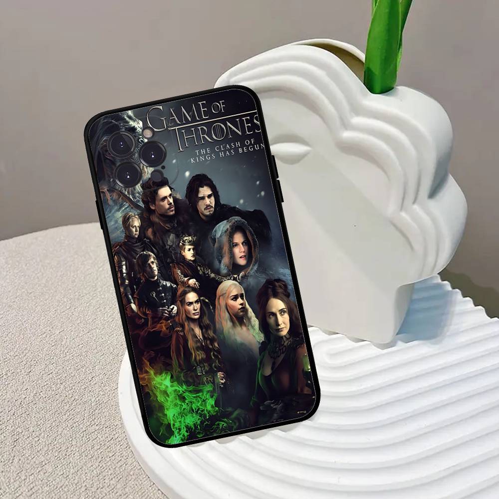 Film G-Game Of T-Thrones Phone Case Black Soft Phone Case For IPhone 16 15 14 13 11 12 17 Pro Max Mini Plus