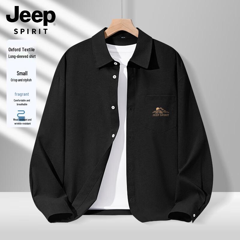 JEEP SPIRIT Men's Casual Long-Sleeve Collared Shirt