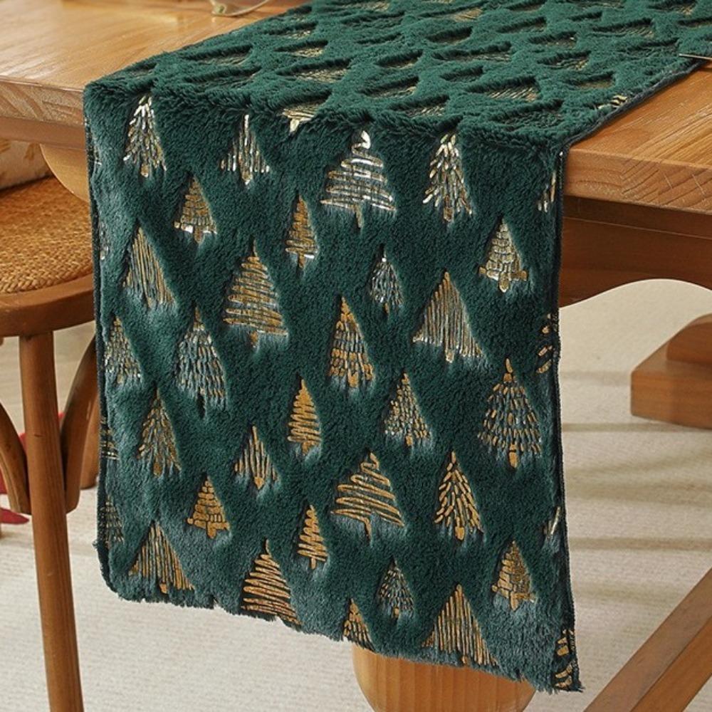 Christmas Tree Pattern Christmas Table Runner Embroidered Cabinet Cover Towel Dinner Party