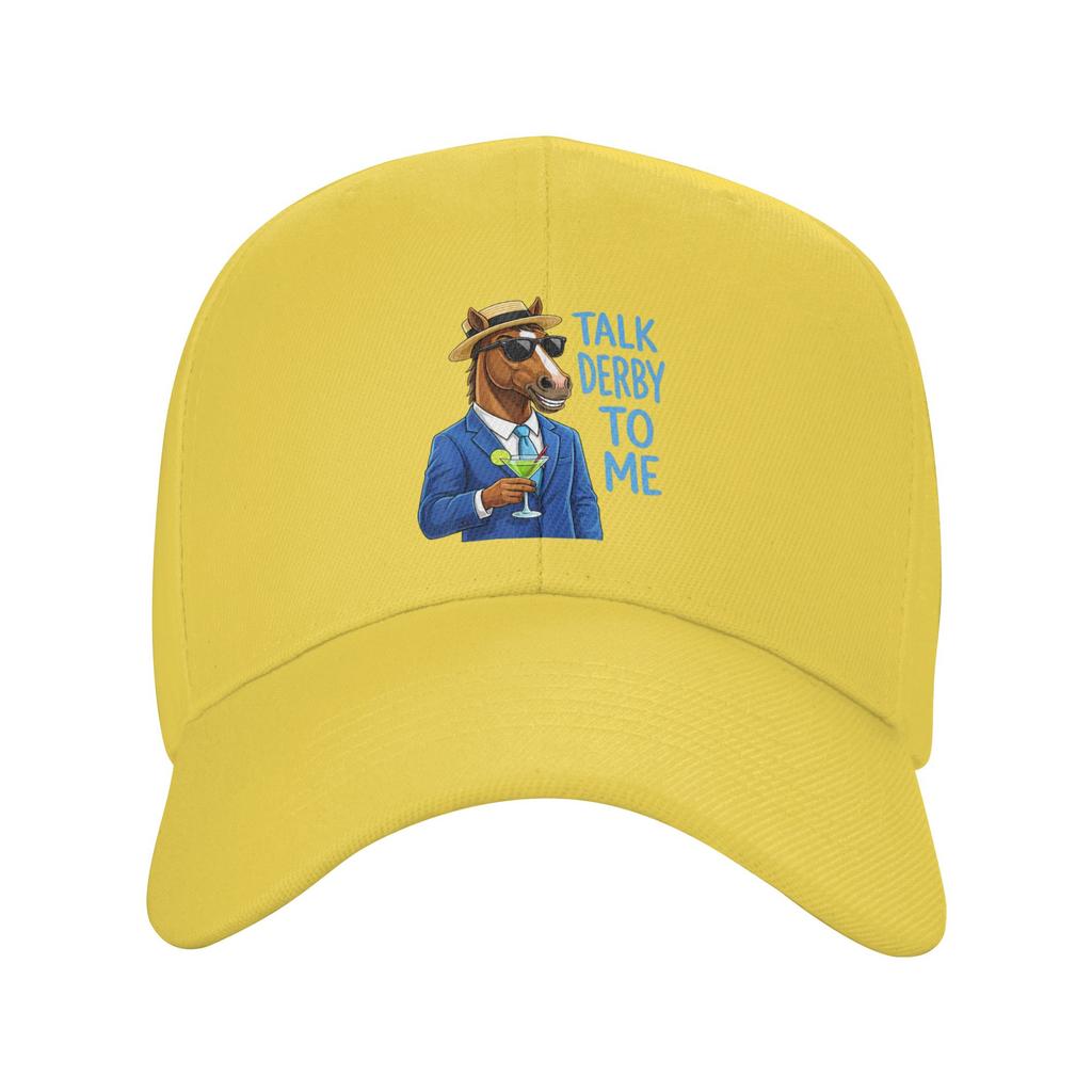 Unisexs Talk Derby To Me Funny Racing Horse Casual Baseball Cap  Running Hippie Trucker Hat Summer Unisex Adult Design Snapback Cap