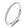 Trumium 2mm 925 Silver Rings For Women Zircon Inlaid Half Eternity Stacktable Ring Fine Jewelry for Wedding Anniversary