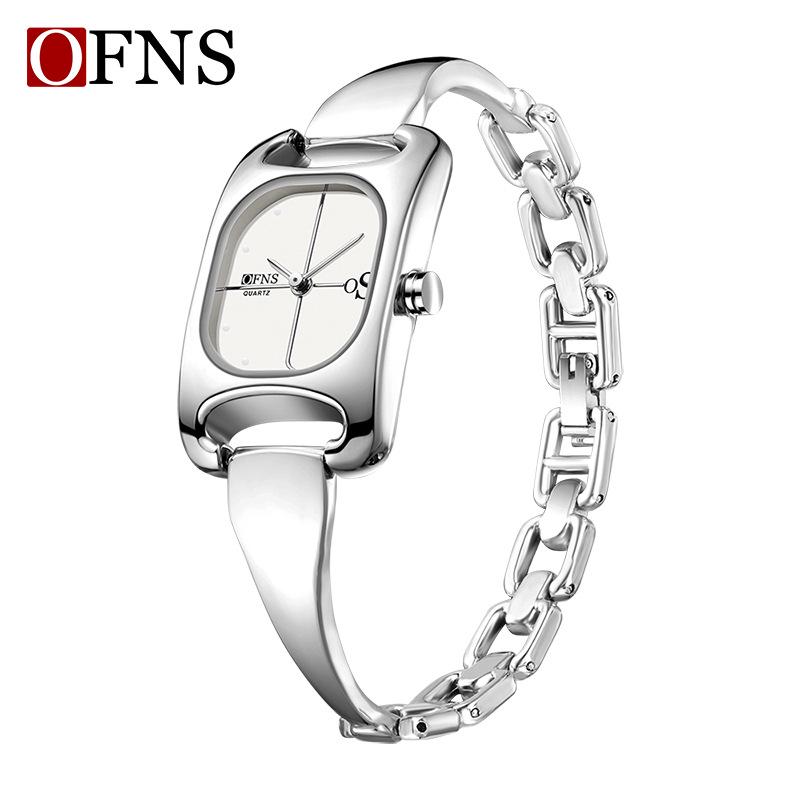 Oufanni Women s Luxury Quartz Watch - Waterproof Square Alloy Bracelet with Studded Design