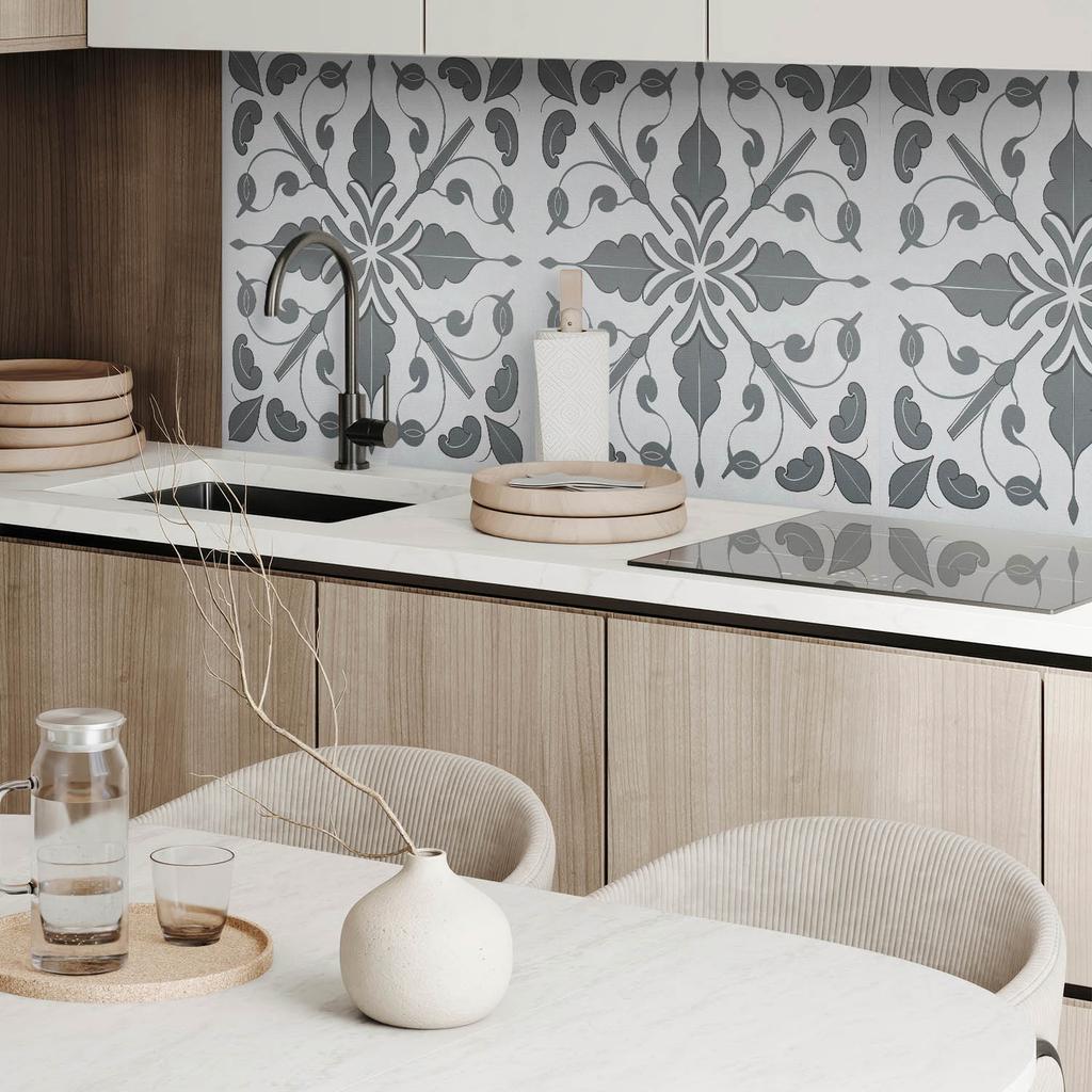 Self-adhesive PVC Dining Room Panel with Graphics 120x60 Cm Symmetric Plant Motif