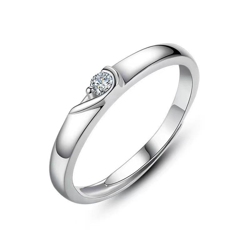 Couple Rings Simple Matching Band Simulated Open Zircon Wedding Lovers