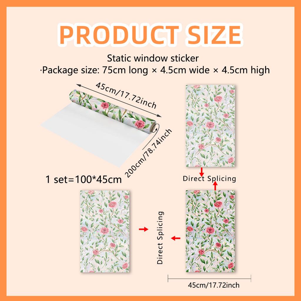 Xc9250 Green Plant Rose Vine Colorful Sunlight Electrostatic Sticker Double-Sided Visual Window Glass Decorative Sticker