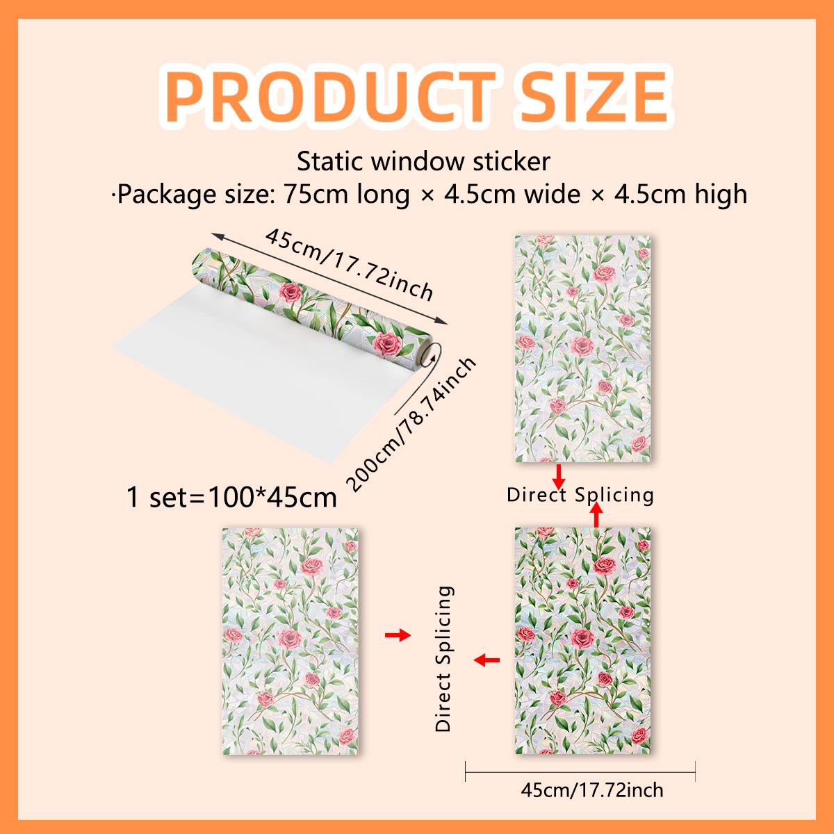 

Xc9250 Green Plant Rose Vine Colorful Sunlight Electrostatic Sticker Double-Sided Visual Window Glass Decorative Sticker