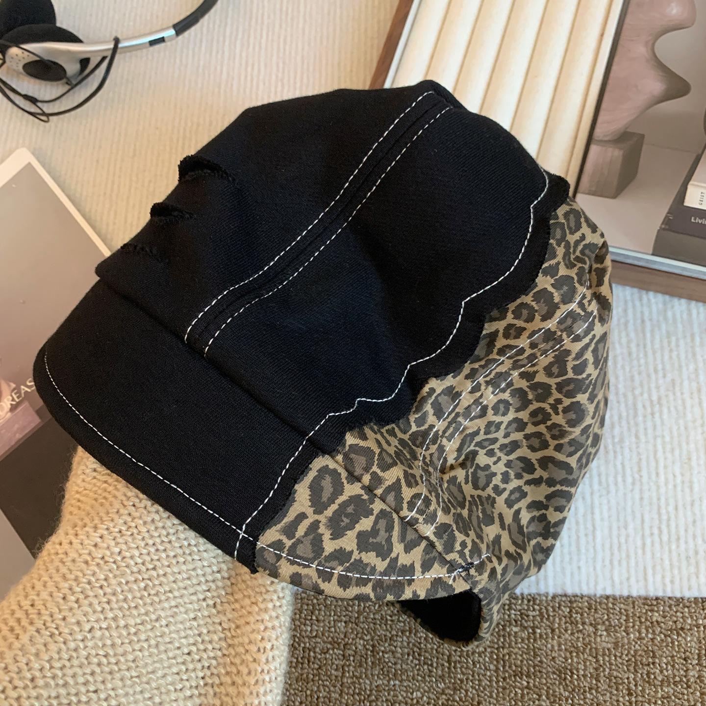 

Американский Ретро Горячая Девушка Леопардовый Принт Сшитая Шляпа Баотоу для Женщин Уличная Мода Подчеркивающая Лицо Маленькая Универсальная Стопка Шляп Трендовая M（56-58cm）