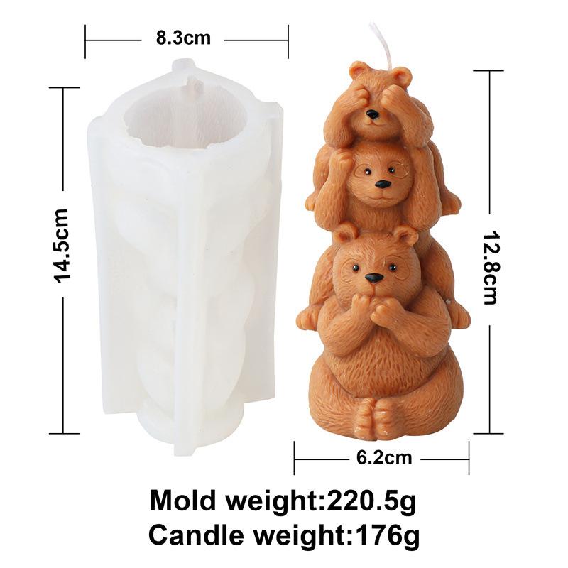 3D Cute Stacked monkey candle silicone mold lovely animalcake chocolate silicone mold rabbit tortoise bear resin silicone mold