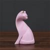 Resin Pink Cat Sculpture Artistic Cat Model Desktop Ornament Animal Figurine  Gift