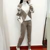Fashion Suit Dame Uformell strikket rutete genser Todelt sett