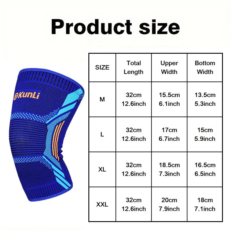 2 Pack Kunli Sports Knee Support Braces, 2 Pack, Breathable & Elastic Compression Knee Sleeves For Running, Basketball, Fitness M