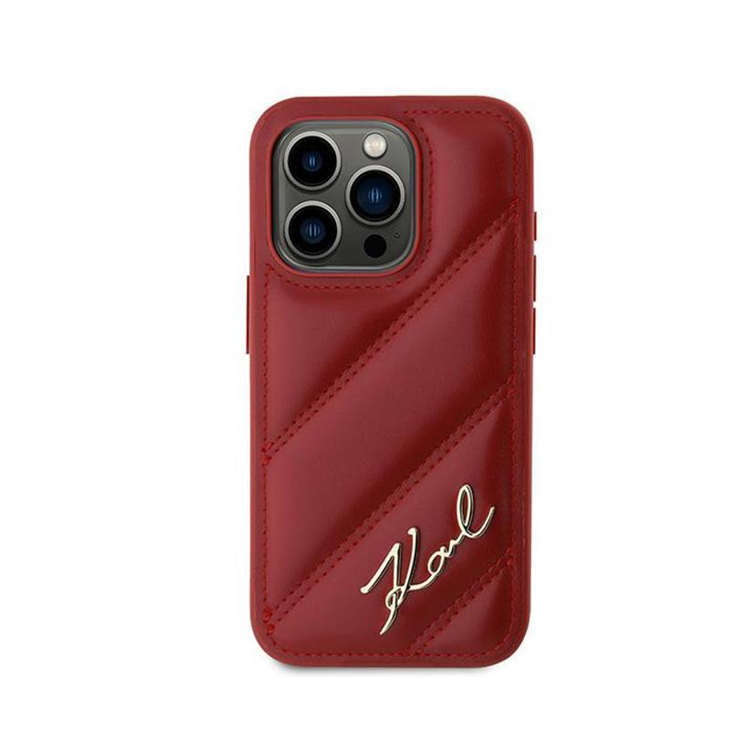 Karl Lagerfeld Diagonal Quilted Script - Etui Iphone 15 Pro (Czerwony)