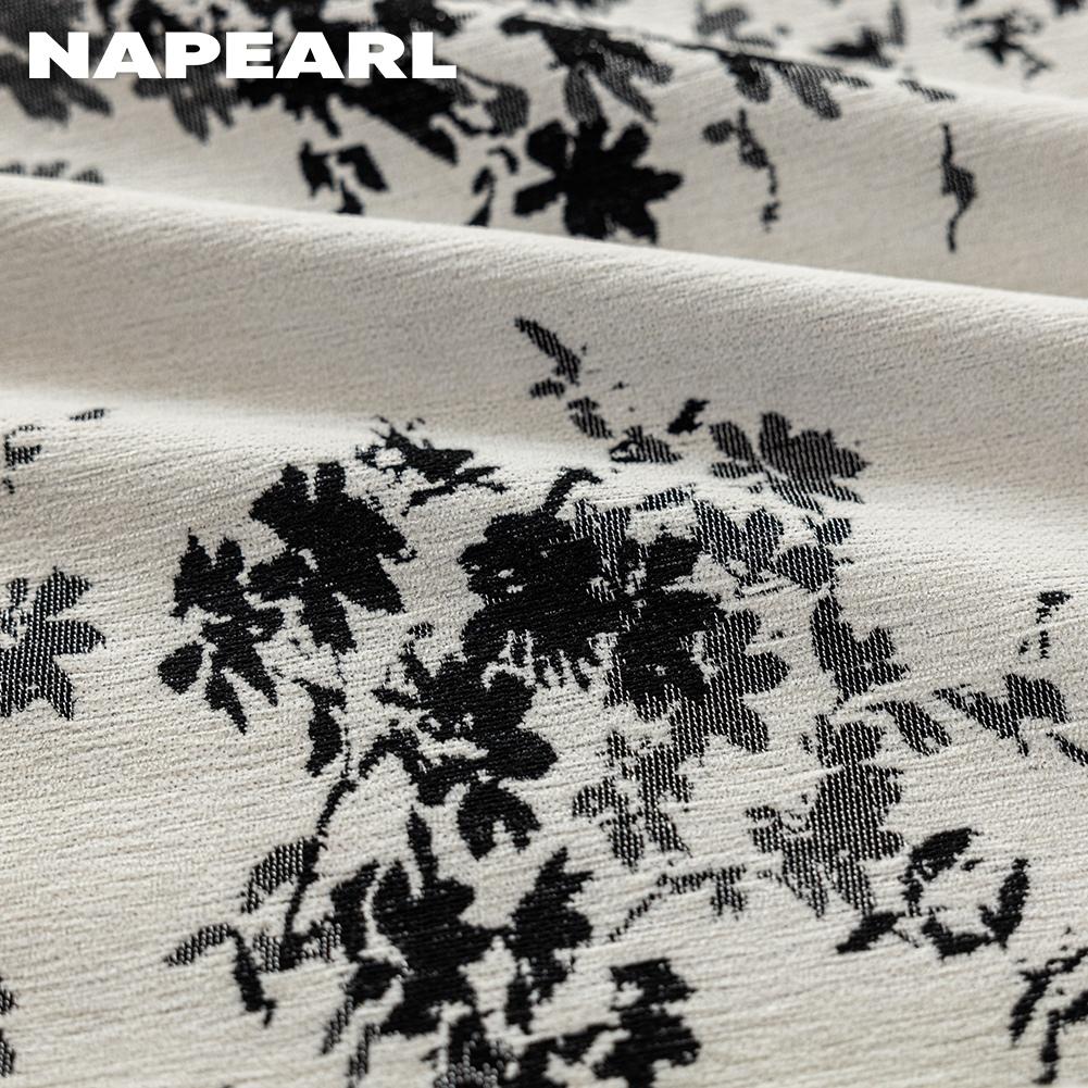 1PC NAPEARL Middle Ancient Style French Printed Curtains Black and White Floral Branch Printed Curtains for Bedroom Living Room Home Decor