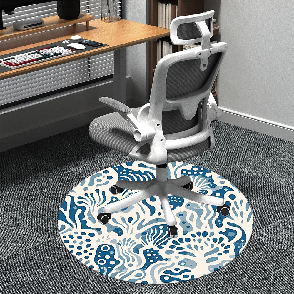 1pc Oceanic Marine Office Round Area Rug, Indoor Mat Suitable For Office, Under Office Chairs Bedroom Living Room Home Decor, Room Deco
