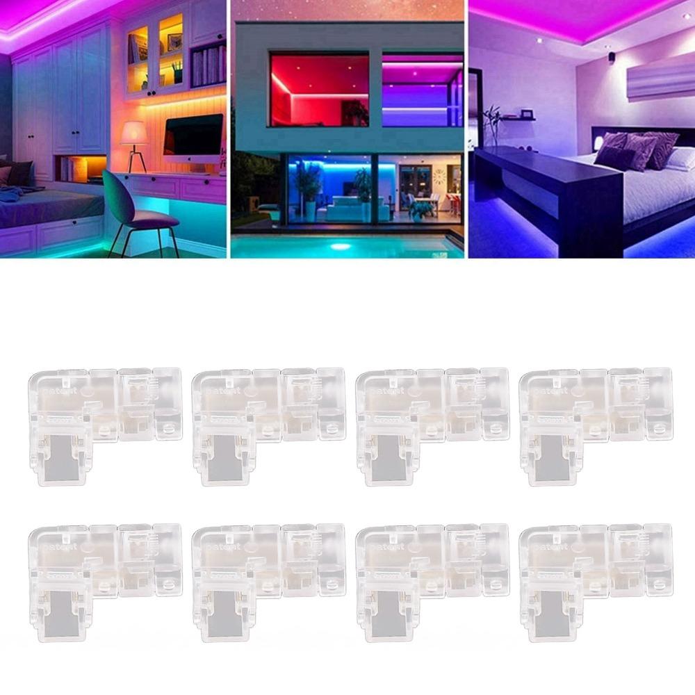 8pcs 5mm LED Strip Light Connectors 2 Pin L Shaped Connectors  Right Angle Connection