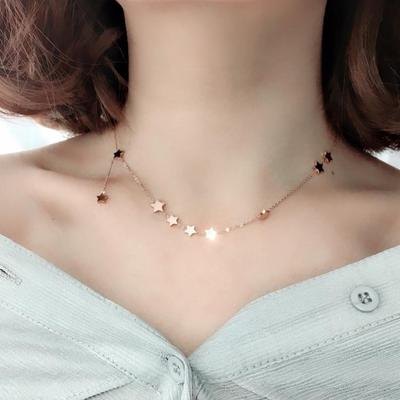 Koreanischer & Japanischer Stil Titan Stern Halskette für Damen - Fünfzackiger Stern Anhänger
