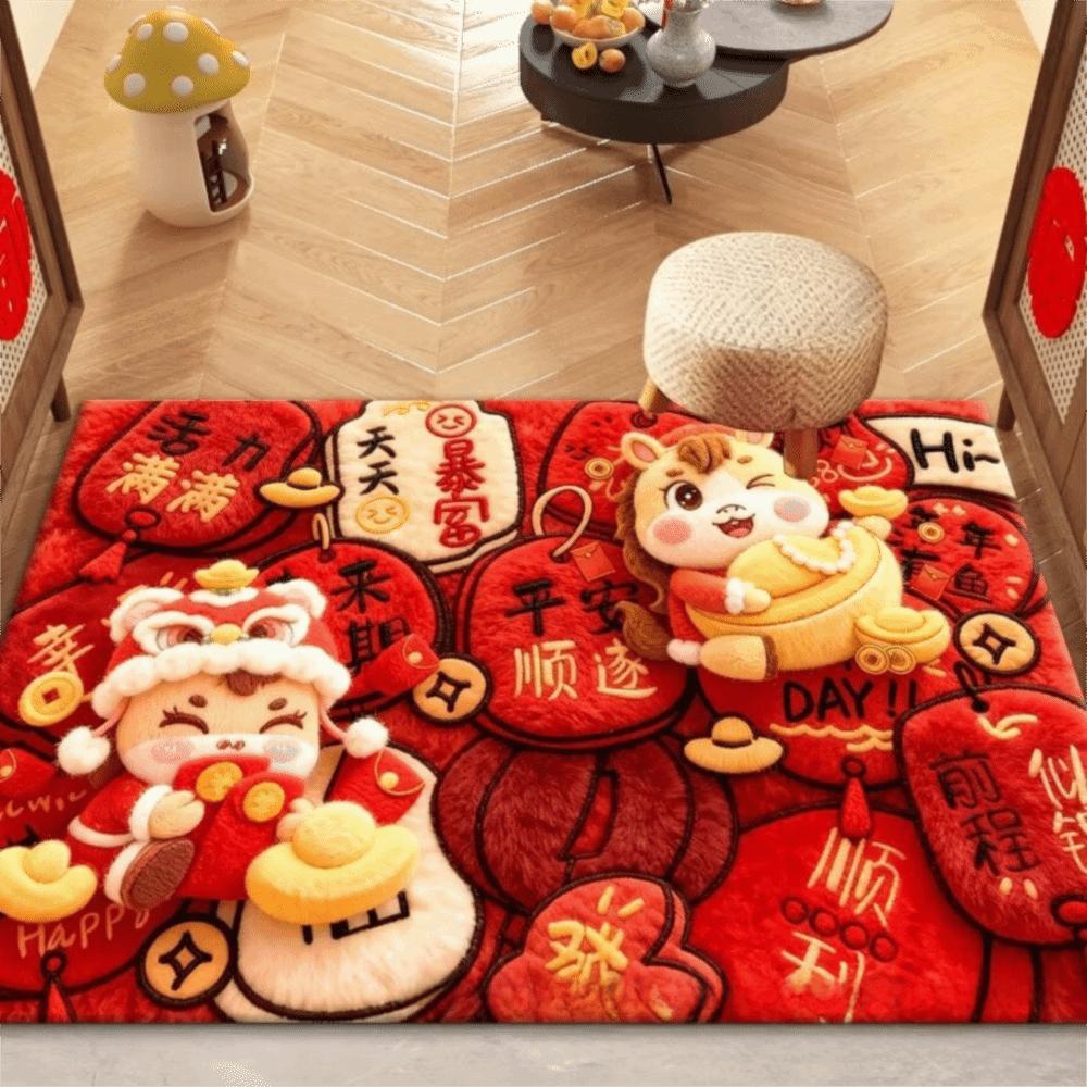 2026 40*60cm Year of The Horse Floor Mat Non-Slip Cartoon Design Horse Doormat Quick-Dry Material Entryway Doormat Entryway