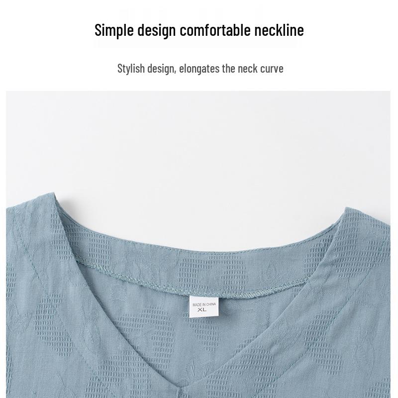 2026 New Summer Cotton Linen Suit: Stylish Short-Sleeved T-Shirt for Middle-Aged and Older Women