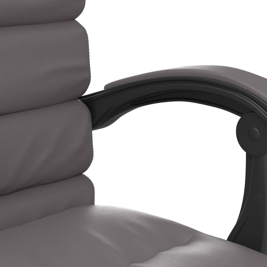 Massage Office Chair with Reclining Function Gray Artificial Leather