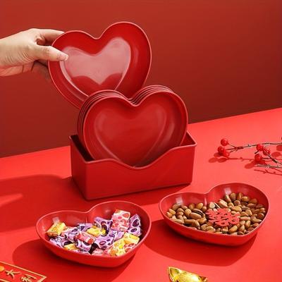 5/10Pcs Small Serving Plate Love Heart-Shaped Dinner Plate Set Creative Snack Candy Tray