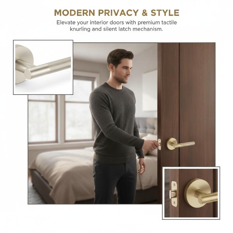American Simple Black Bathroom Lock Bathroom Home Interior Bathroom Door Handle Wooden Door Lock Knurled Privacy Lock