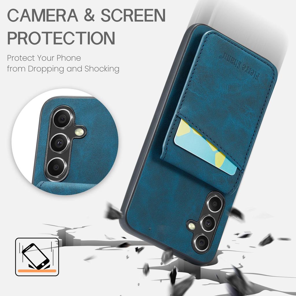 Para Samsung Galaxy S23 FE Capa de Celular Porta Cartões Anticolisão PU+TPU