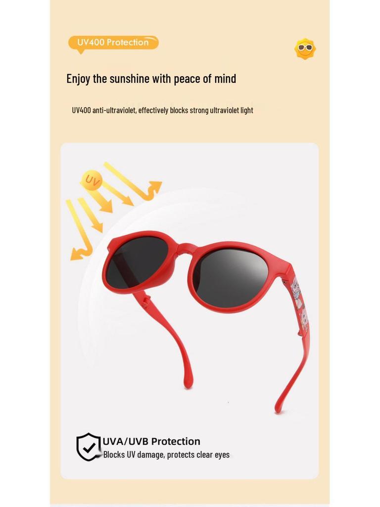 Faltbare polarisierte Sonnenbrille im koreanischen Stil für Kinder - Bequemes, rundes Gestell für Jungen und Mädchen