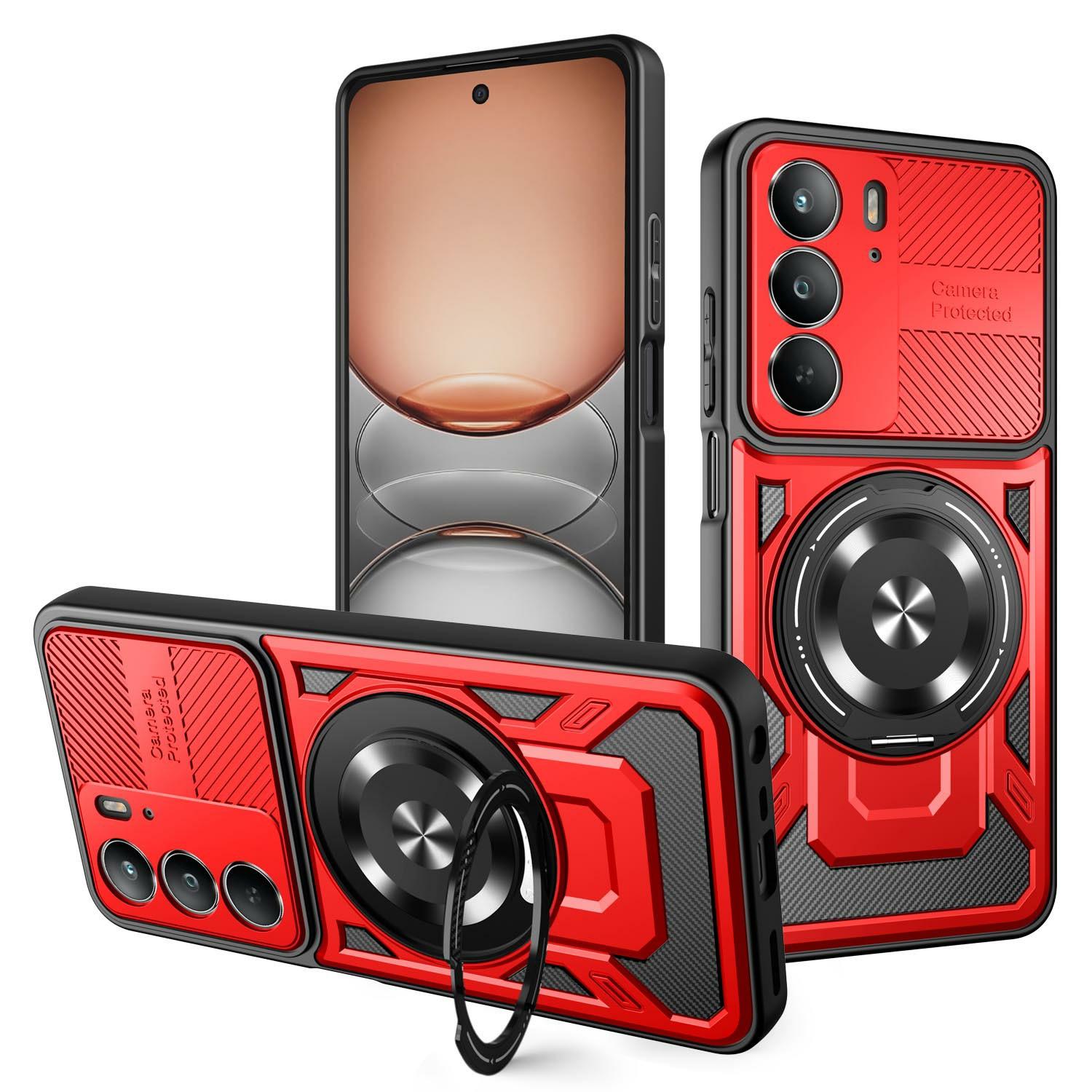 

Для Realme C75 4G/14x 5G/V60 Pro 5G/P3x 5G Магнитный чехол Вращающаяся подставка TPU+PC Чехол для телефона Red