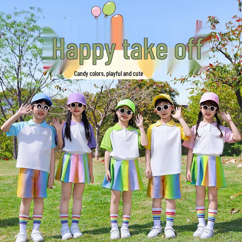 Children's Candy Color Cheerleading Outfit Set for Boys and Girls - Sports Class Uniform & Choir Clothing