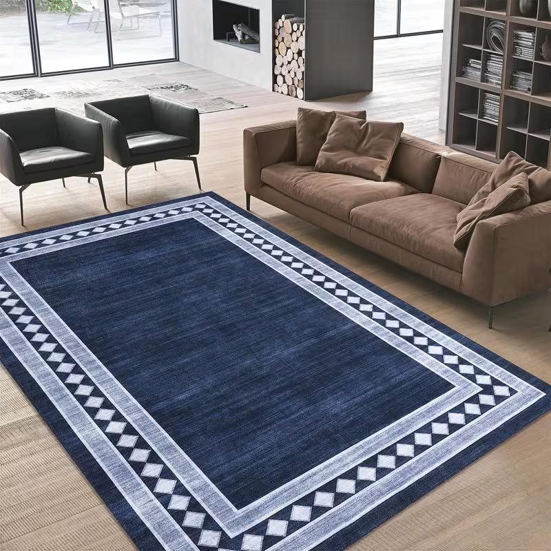 Navy Blue Area Rug Modern Geometric