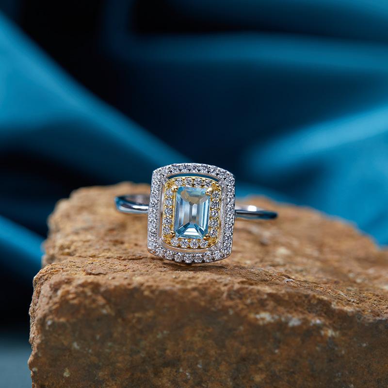 S925 Sterling Silver Plated 18K Gold Natural Gemstone Color Treasure Pendant Necklace Light Luxury Premium Clavicle Chain Jewelry