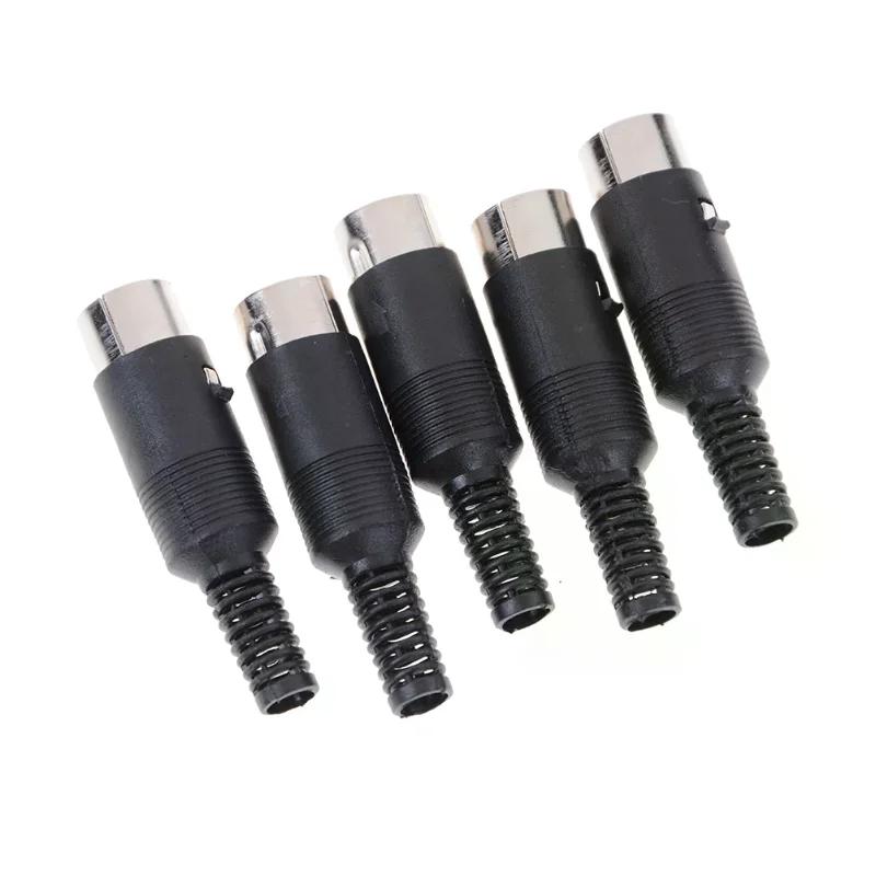 5Pcs DIN Male Plug 5 Pin Connector With Plastic Handle Adapters Cables DIN Male Plug Cable Connector