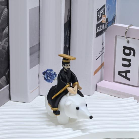 1/2Pcs Qin Shihuang Riding Polar Bear Figurine Qin Dynasty First Emperor Riding Bear Statue Home Office Humorous Desktop Decoration