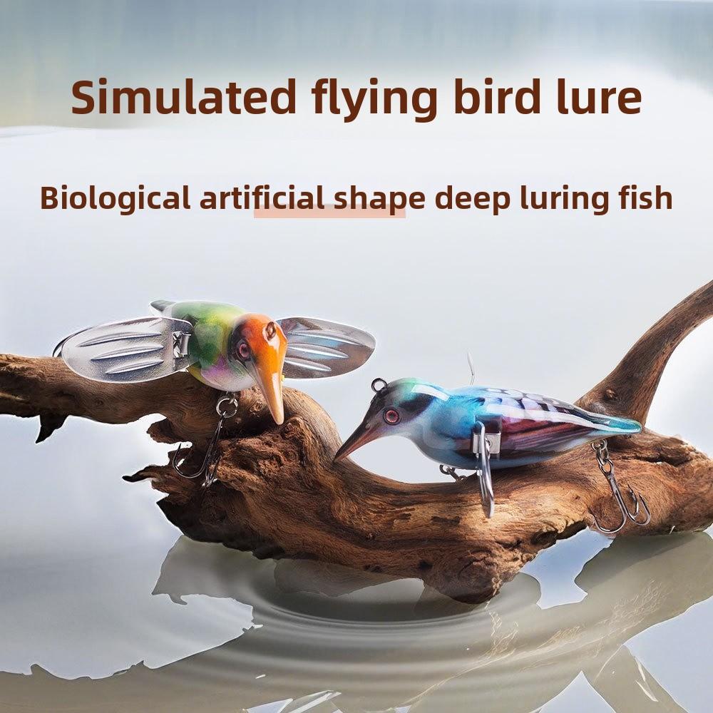 Leurres de pêche de surface 80 mm 12 g Ailettes Métalliques Simulation d'Oiseaux Flottants Conception Artificielle