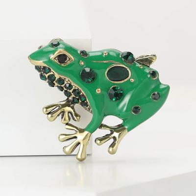 Fashion Alloy Enamel Rhinestone Frog Brooch Simple Small Fresh Women'S Clothing Corsage Jewelry Pin