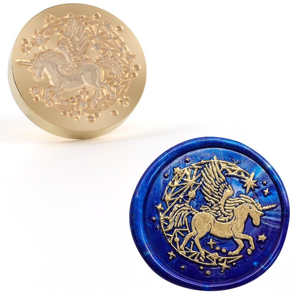 Moon Series Wax Seal Stamp, Pentagram Sealing Wax Solid Brass Stamp Heads Removable, For Decorating Notebook Invitations