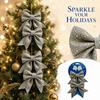 Sparkling Gold Ribbon Christmas Tree Hanging Ornament for Holiday Window Display and Scene Decor