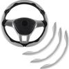 2/3 Pezzi Coprivolante in Fibra di Carbonio per Auto 38cm Antiscivolo Copri Carta Maniglia Booster Volante Auto Copertura Protettiva