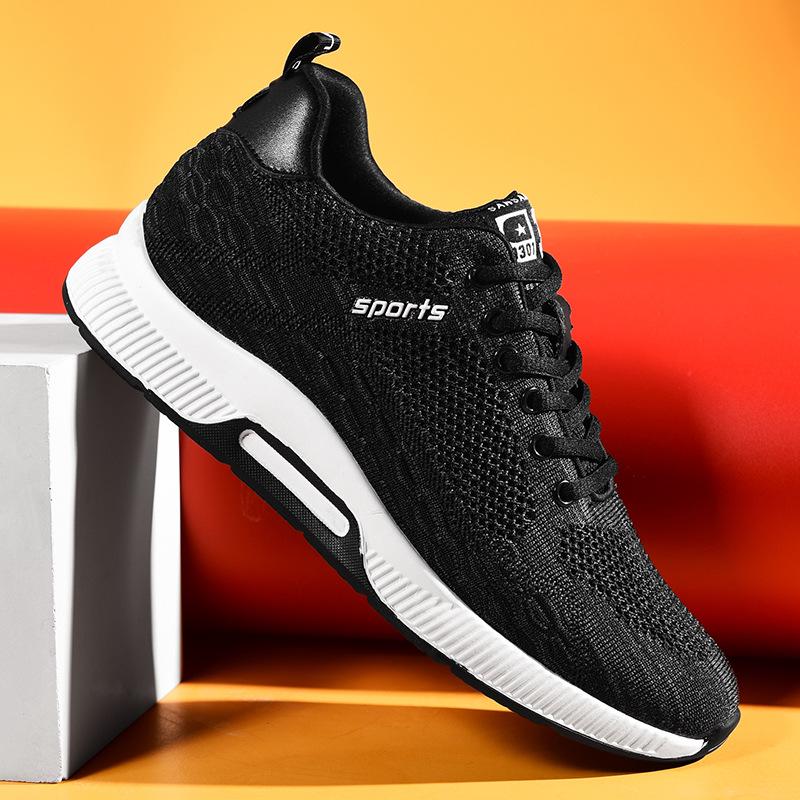 Men s Cross-Border Knit Running Shoes with Mesh Upper & Hidden 6cm Lift 44