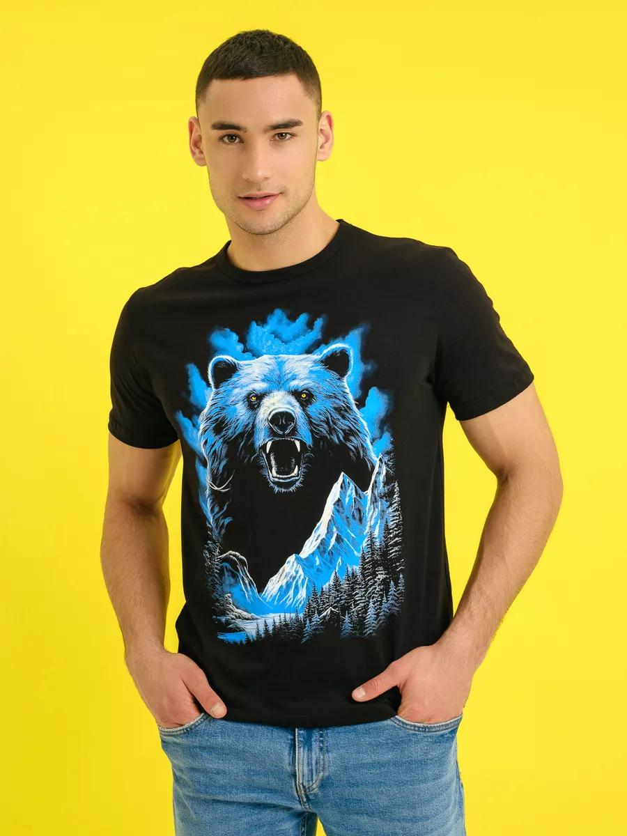 Black cotton oversized printed T-shirt L