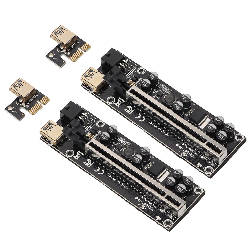 2Pcs PCIE 1X to 16X Riser Card Good Contact Stable Signal Good Fixability 8 Capacitors 6PIN Riser Card for Win for OS X
