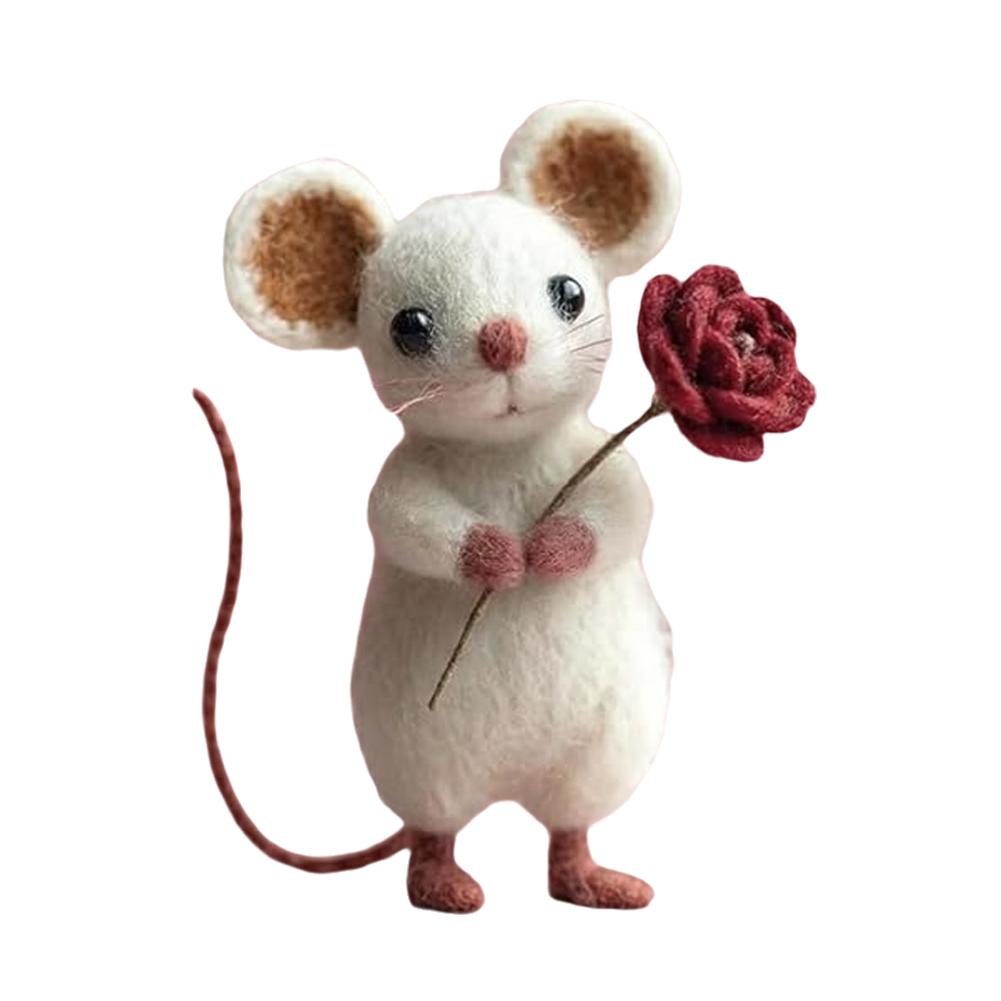 Schattige muisjes van vilt voor Valentijnsdag, kerstversiering van wolvilt, handgemaakt doe-het-zelf knutselpakket, cadeau voor op je bureau.