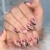 Noste Dlouhý Francouzský Ručně Dělaný Manikúrní Kousek Kamínkový Postupný Přechod Odnímatelná Nálepka na Nehty