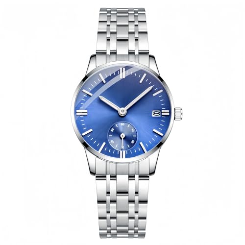 Women s Waterproof Quartz Watch with Stainless Steel Strap and Date Display (Blue)