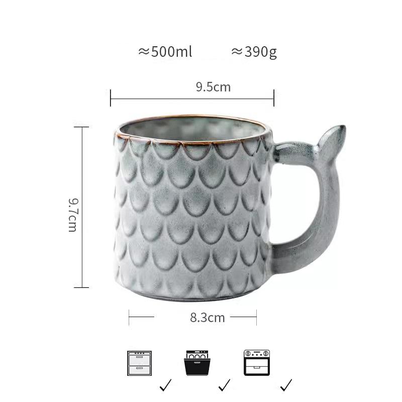 

Novelty Mermaid Mug With Golden Tail Handle Cute Coffee Cup Ceramic Large Tea Cup Suitable For Valentine s Day Gifts 500ML светло-серый