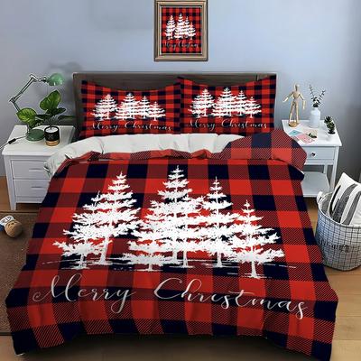 Christmas Print Bedding Set Duvet Cover 1 Duvet Cover 2 Pillowcases Adult and Kids Bedding Set Luxury Holiday Christmas Gifts